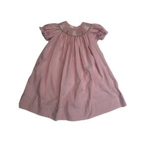 Edgehill Collection Girls Pink Smocked Embroidered Mini Check Easter Dress Sz 3T